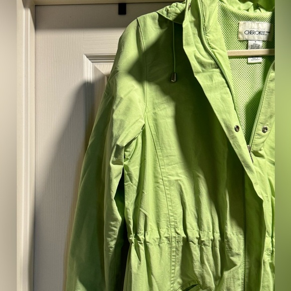 EUC Cherokee Women’s Lime Green Hooded Zip Up Jacket Size Small - Picture 2 of 8